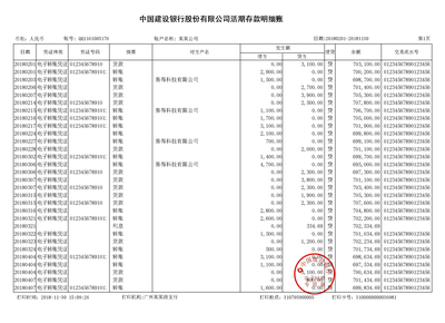 建行对公银行流水账单